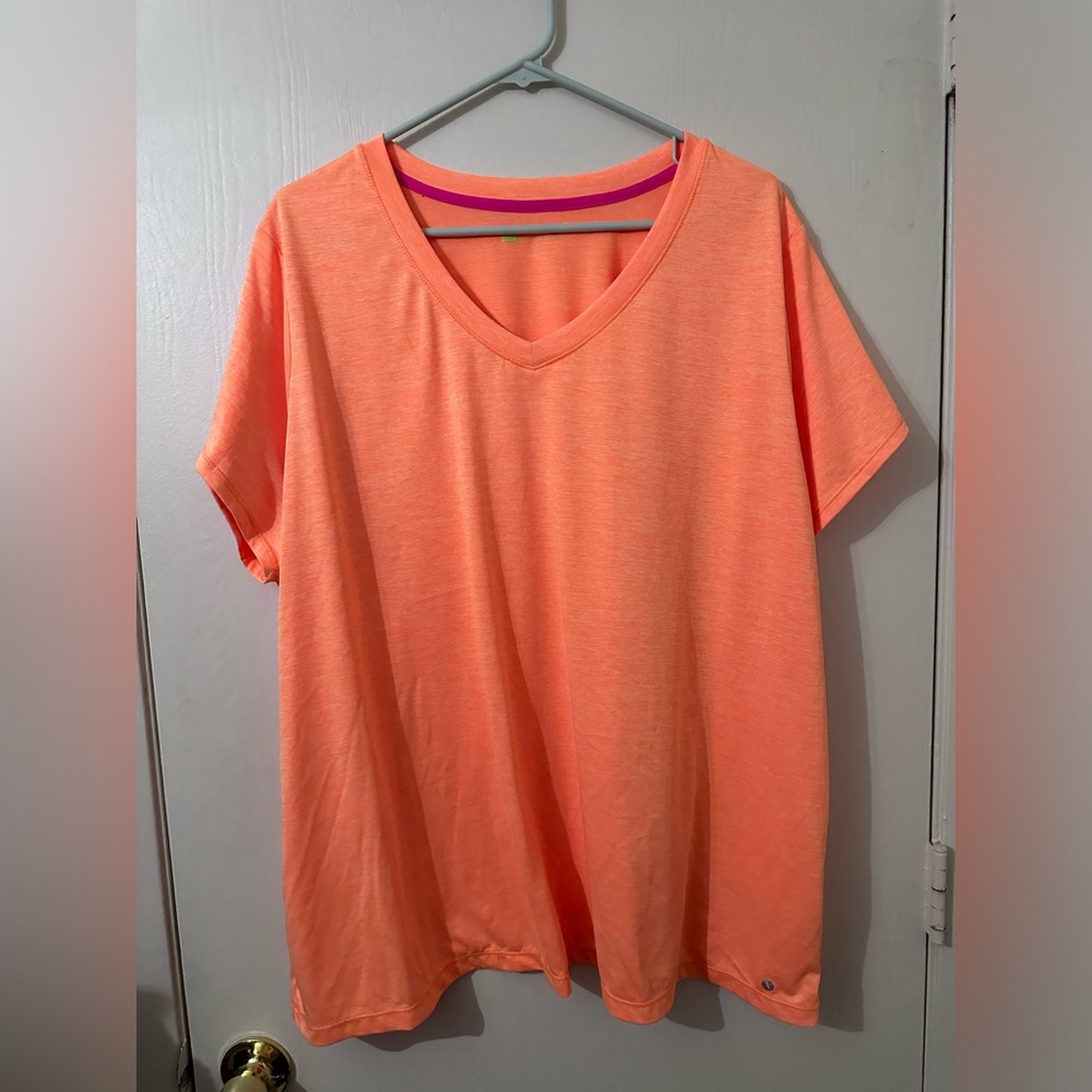 Xersion Orange V-Neck 100% Poly Top size 3xl